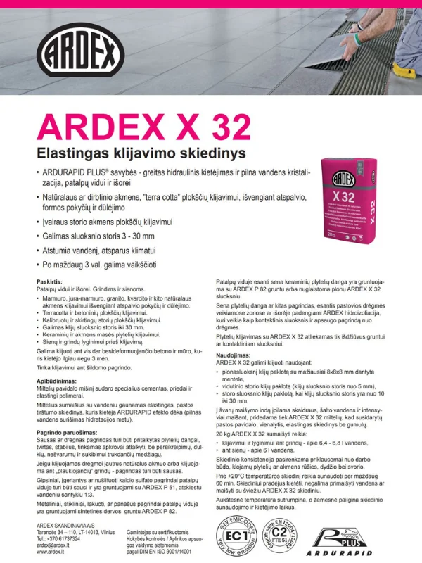Klijai akmeniui Ardex X32