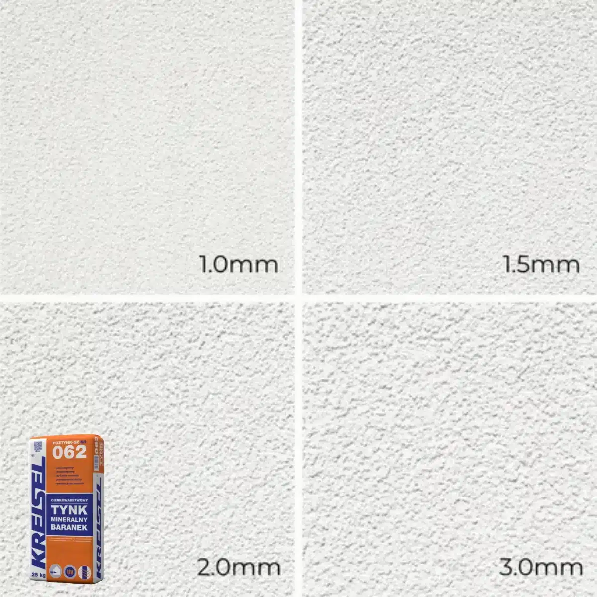 KREISEL KORNPUTZ 062 mineralinio tinko 1,0 mm, 1,5 mm, 2,0 mm ir 3,0 mm frakcijos